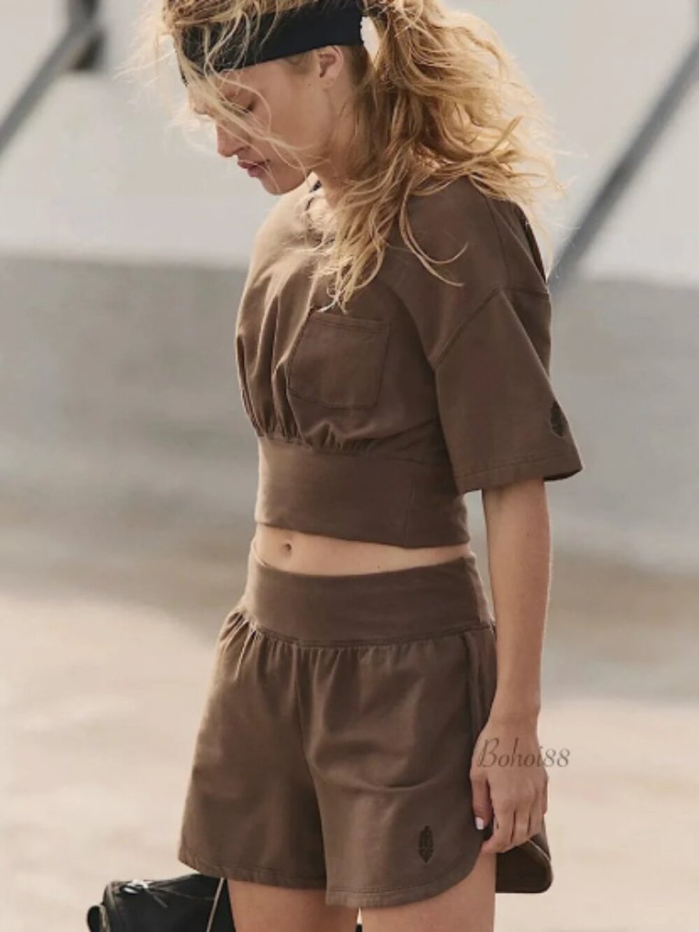 Free People Challenger Shorts 2-Piece Set Olive Branch ($128) NWT XS